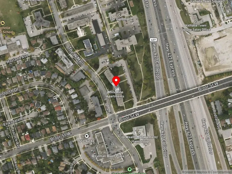 RentSafeTO apartment evaluation satellite view of 311 THE WEST MALL in Etobicoke Centre, Toronto
