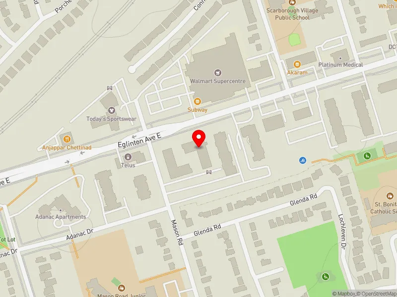 RentSafeTO apartment evaluation map view of 3111 EGLINTON AVE E in Scarborough Southwest, Toronto