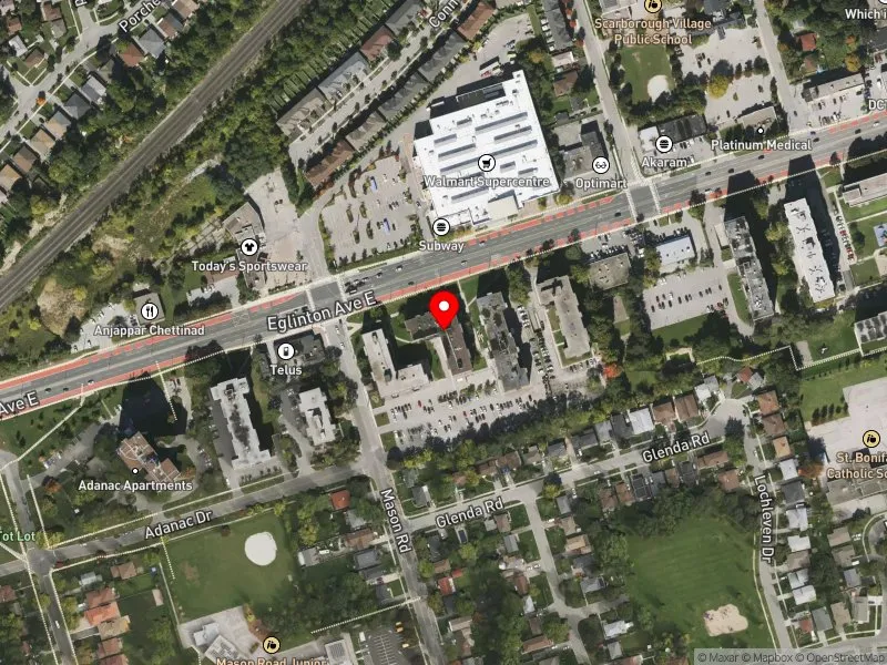 RentSafeTO apartment evaluation satellite view of 3111 EGLINTON AVE E in Scarborough Southwest, Toronto