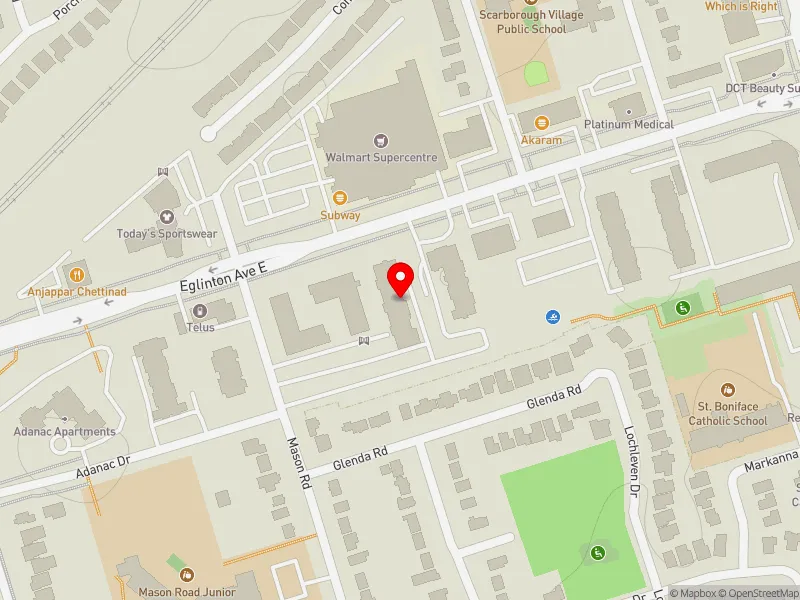 RentSafeTO apartment evaluation map view of 3121 EGLINTON AVE E in Scarborough Southwest, Toronto