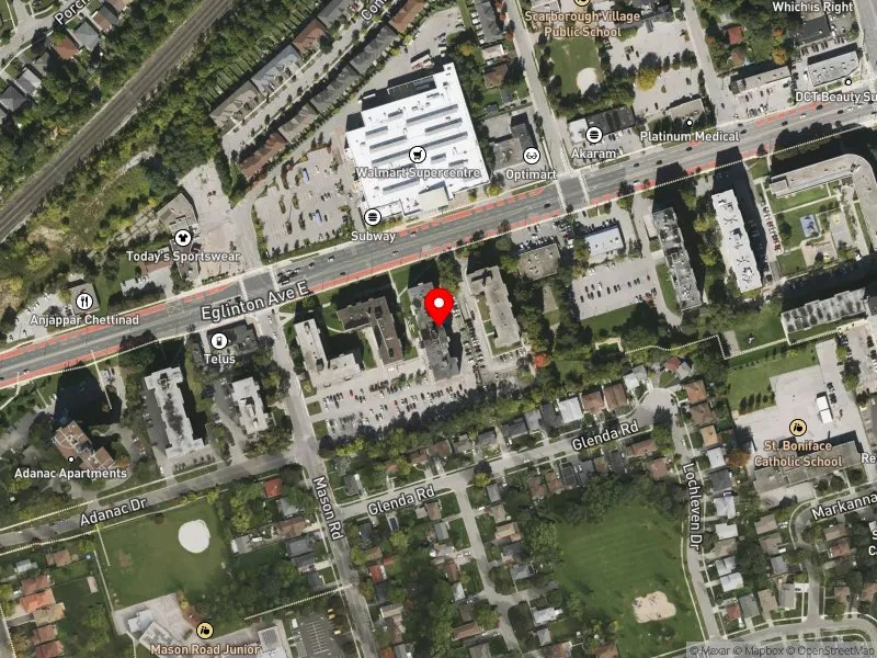 RentSafeTO apartment evaluation satellite view of 3121 EGLINTON AVE E in Scarborough Southwest, Toronto