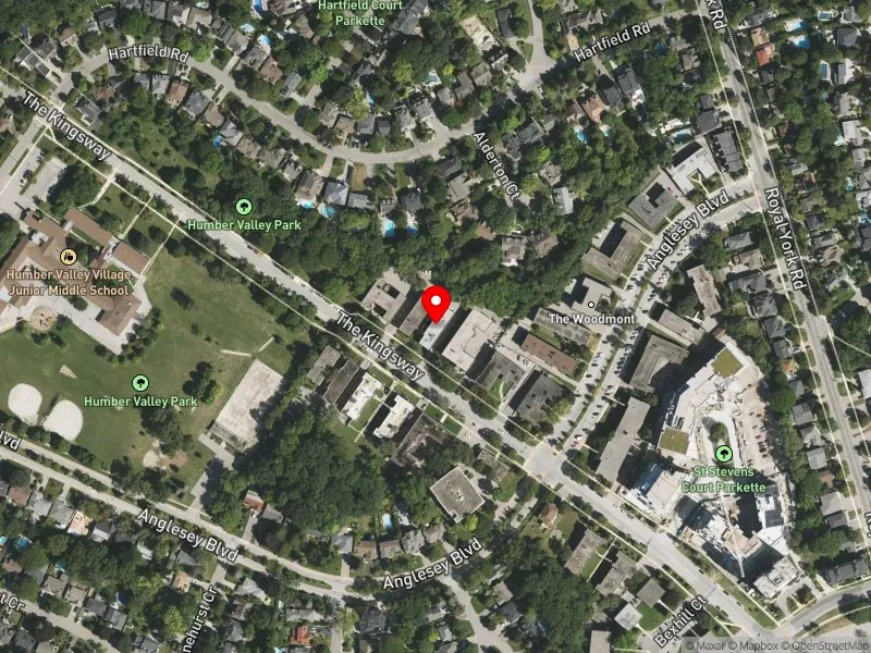 RentSafeTO apartment evaluation satellite view of 313 THE KINGSWAY in Etobicoke Centre, Toronto
