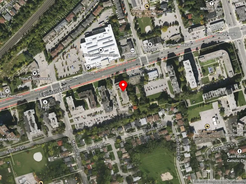 RentSafeTO apartment evaluation satellite view of 3131 EGLINTON AVE E in Scarborough Southwest, Toronto