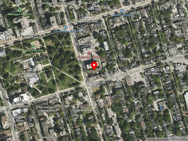 RentSafeTO apartment evaluation satellite view of 317 SHERBOURNE ST in Toronto Centre, Toronto