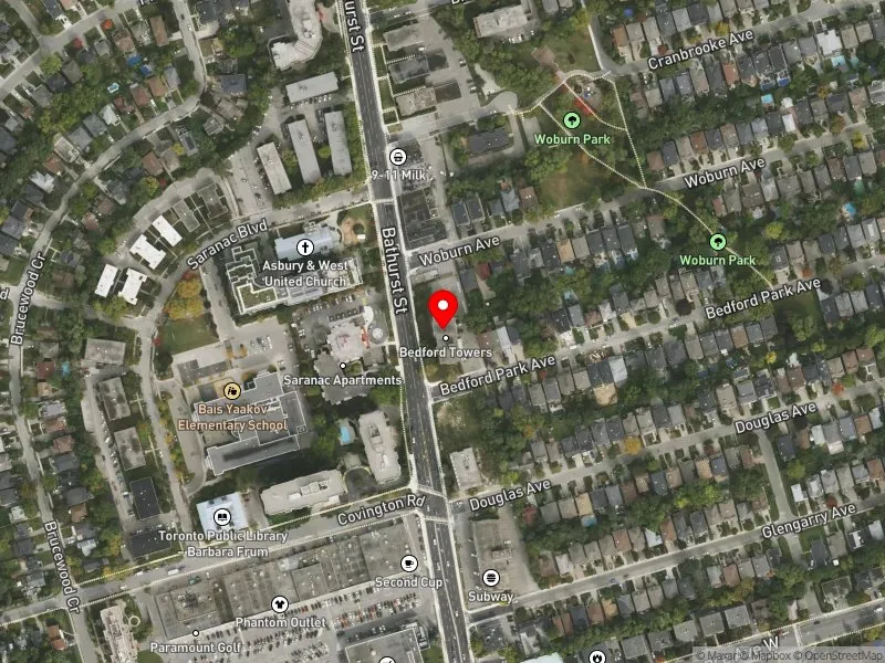 RentSafeTO apartment evaluation satellite view of 3171 BATHURST ST in Eglinton-Lawrence, Toronto