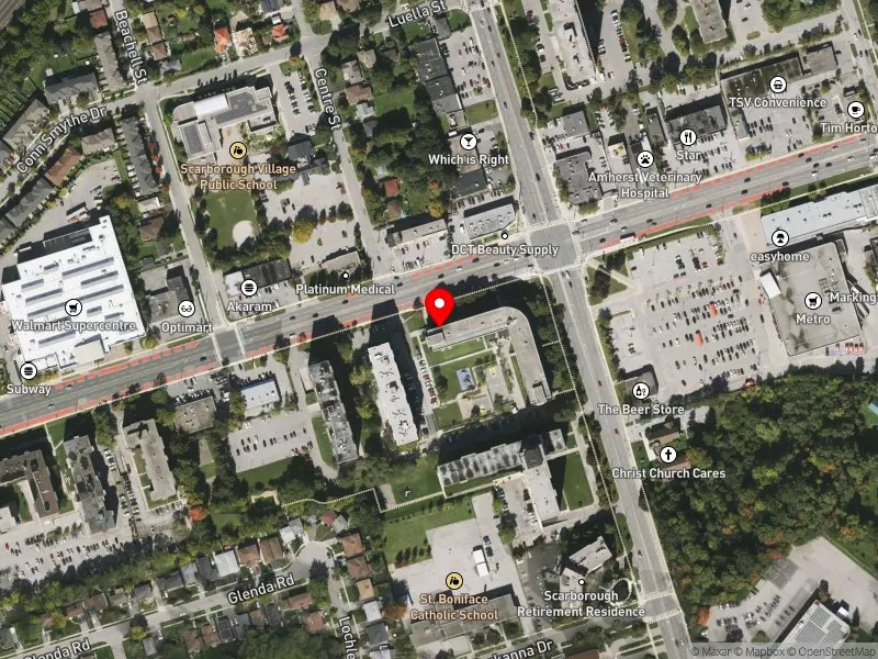 RentSafeTO apartment evaluation satellite view of 3171 EGLINTON AVE E in Scarborough Southwest, Toronto