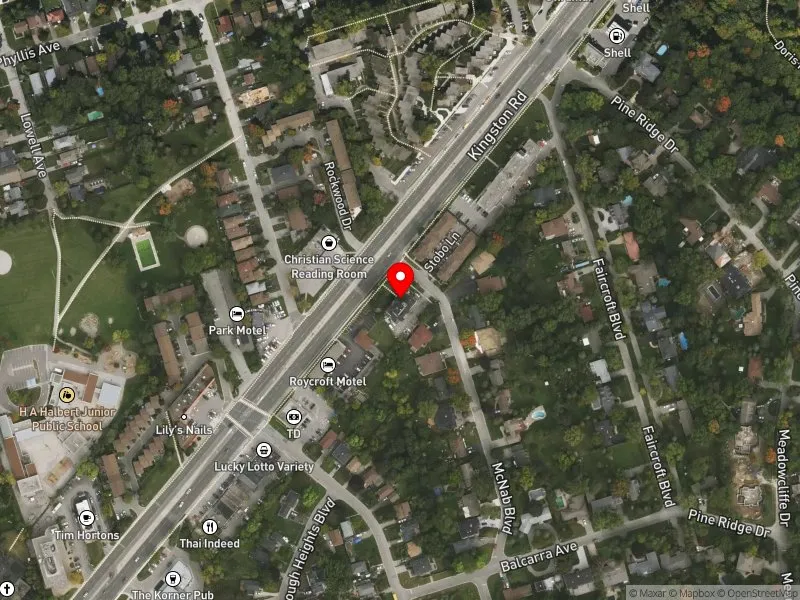 RentSafeTO apartment evaluation satellite view of 3171 KINGSTON RD in Scarborough Southwest, Toronto