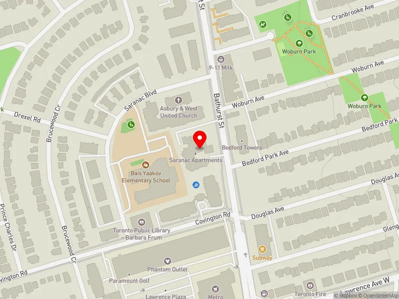 RentSafeTO apartment evaluation map view of 3174 BATHURST ST in Eglinton-Lawrence, Toronto