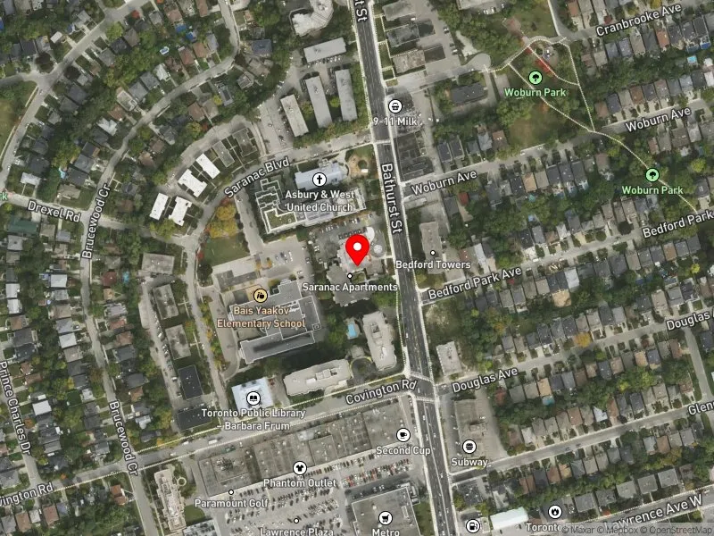 RentSafeTO apartment evaluation satellite view of 3174 BATHURST ST in Eglinton-Lawrence, Toronto