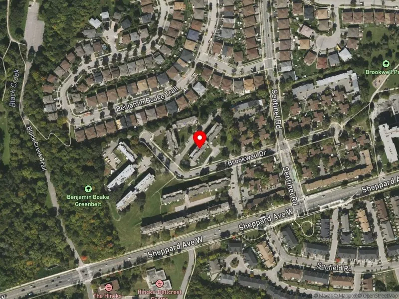 RentSafeTO apartment evaluation satellite view of 32 BROOKWELL DR in York Centre, Toronto