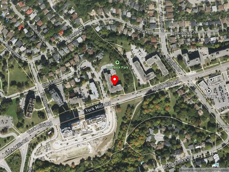 RentSafeTO apartment evaluation satellite view of 32 CLAYLAND DR in Don Valley East, Toronto