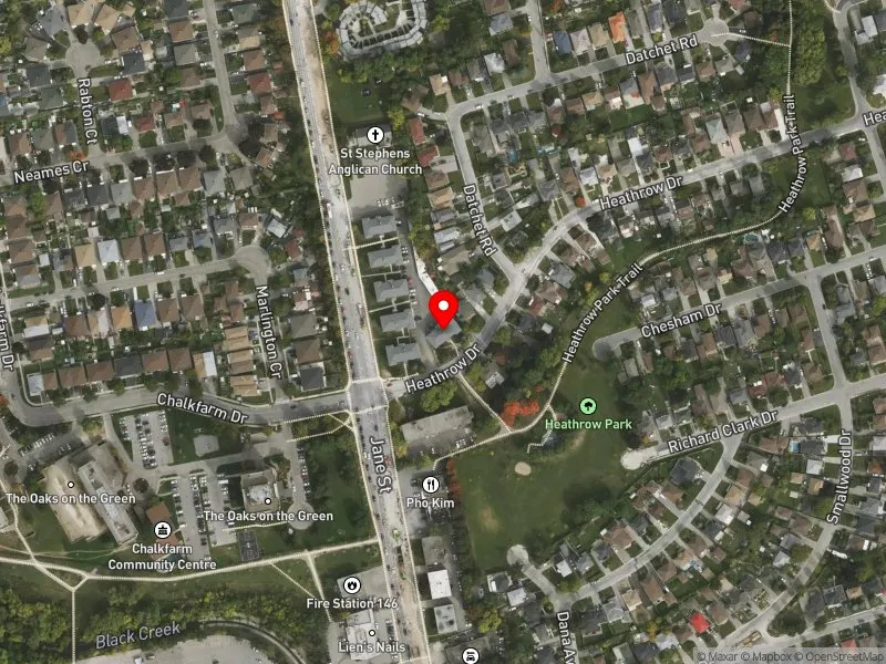 RentSafeTO apartment evaluation satellite view of 32 HEATHROW DR in York Centre, Toronto
