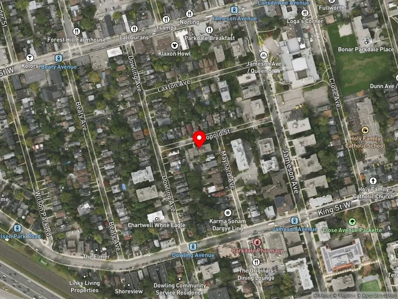 RentSafeTO apartment evaluation satellite view of 32 MAYNARD AVE in Parkdale-High Park, Toronto