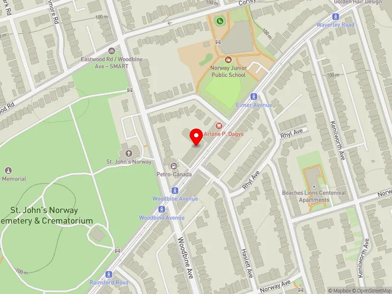 RentSafeTO apartment evaluation map view of 320 KINGSTON RD in Beaches-East York, Toronto