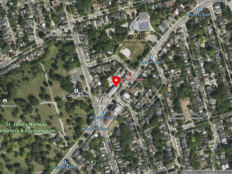 RentSafeTO apartment evaluation satellite view of 320 KINGSTON RD in Beaches-East York, Toronto