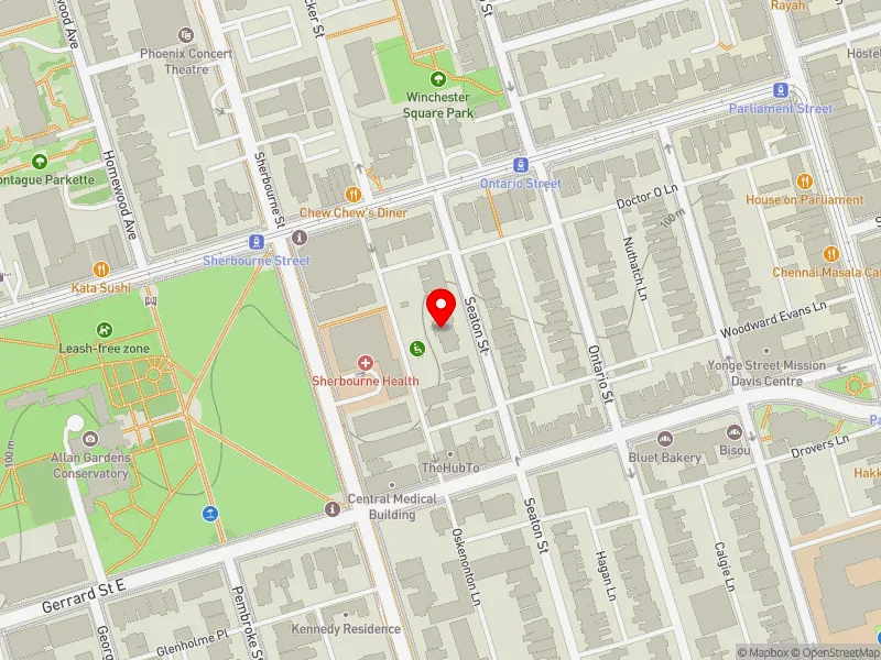 RentSafeTO apartment evaluation map view of 320 SEATON ST in Toronto Centre, Toronto