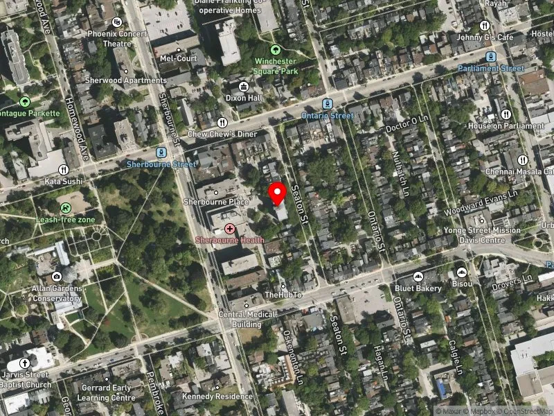 RentSafeTO apartment evaluation satellite view of 320 SEATON ST in Toronto Centre, Toronto