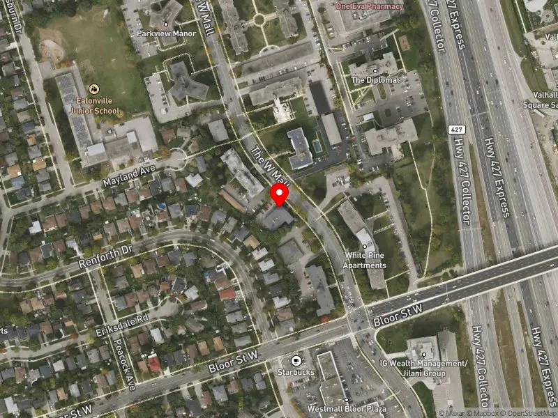 RentSafeTO apartment evaluation satellite view of 320 THE WEST MALL in Etobicoke Centre, Toronto