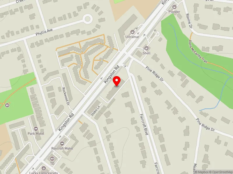 RentSafeTO apartment evaluation map view of 3207 KINGSTON RD in Scarborough Southwest, Toronto