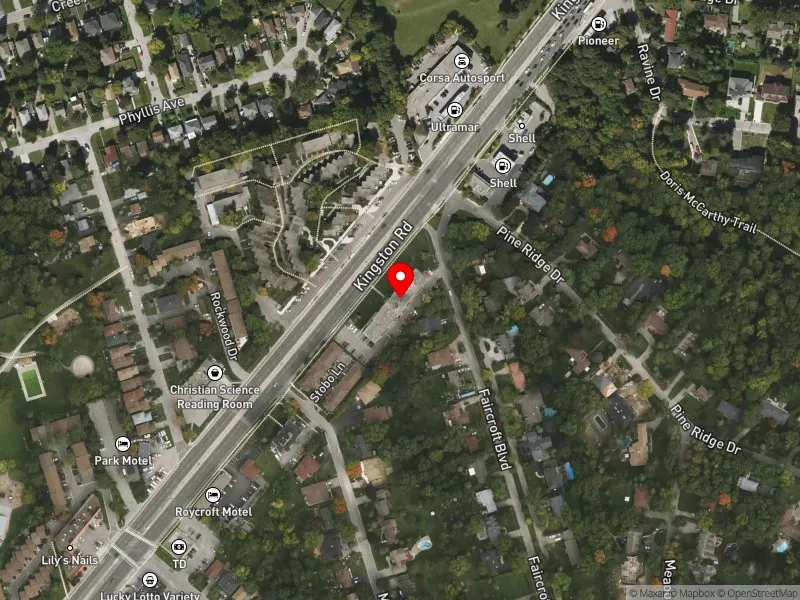 RentSafeTO apartment evaluation satellite view of 3207 KINGSTON RD in Scarborough Southwest, Toronto