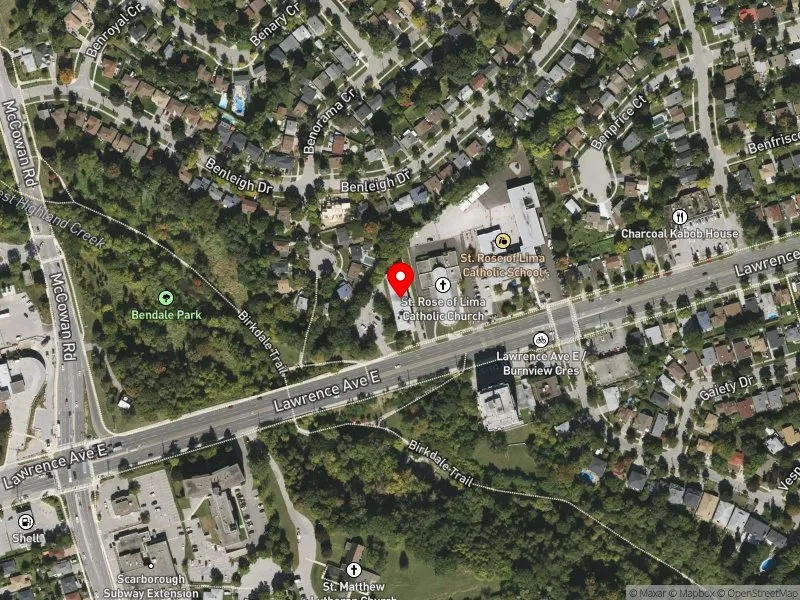 RentSafeTO apartment evaluation satellite view of 3210 LAWRENCE AVE E in Scarborough-Guildwood, Toronto