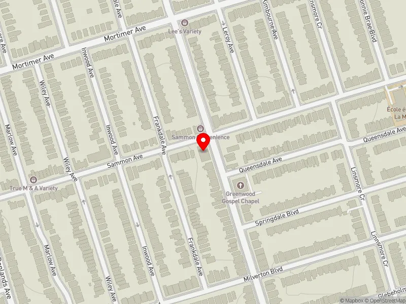 RentSafeTO apartment evaluation map view of 325 SAMMON AVE in Toronto-Danforth, Toronto