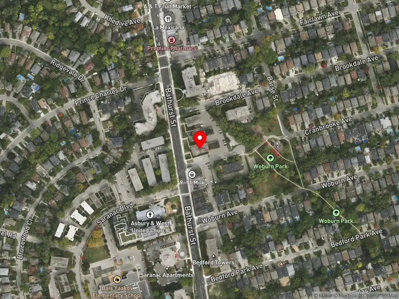 RentSafeTO apartment evaluation satellite view of 3253 BATHURST ST in Eglinton-Lawrence, Toronto