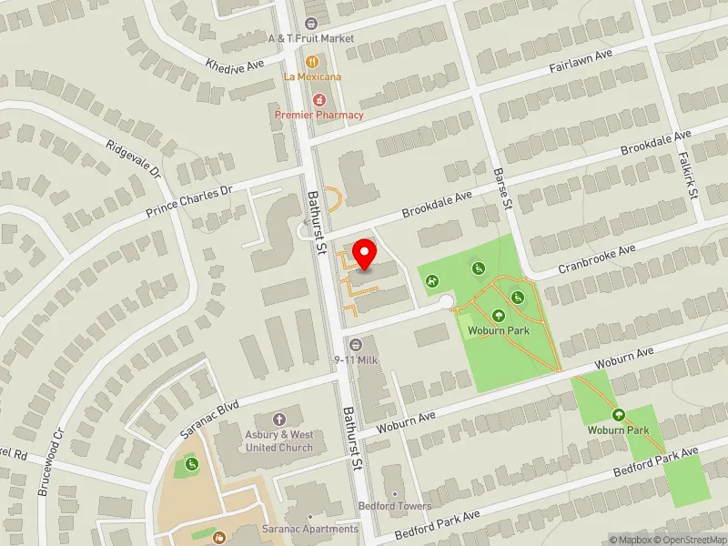 RentSafeTO apartment evaluation map view of 3255 BATHURST ST in Eglinton-Lawrence, Toronto