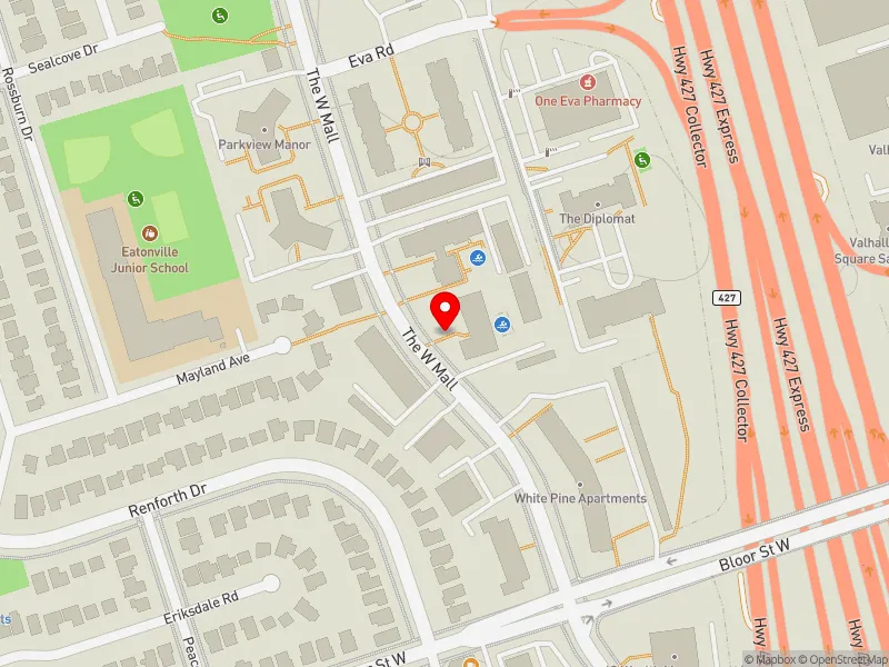 RentSafeTO apartment evaluation map view of 329 THE WEST MALL in Etobicoke Centre, Toronto