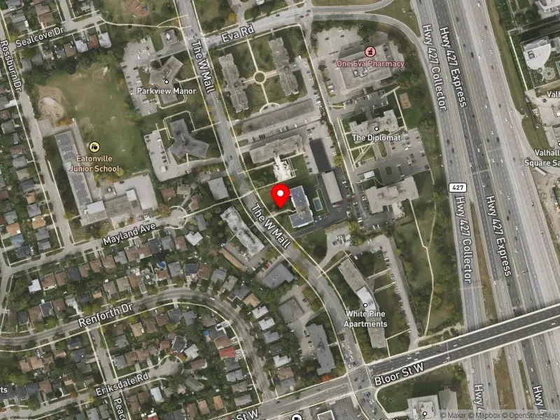 RentSafeTO apartment evaluation satellite view of 329 THE WEST MALL in Etobicoke Centre, Toronto
