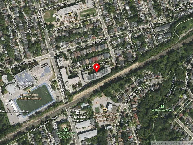 RentSafeTO apartment evaluation satellite view of 33 COATSWORTH CRES in Beaches-East York, Toronto