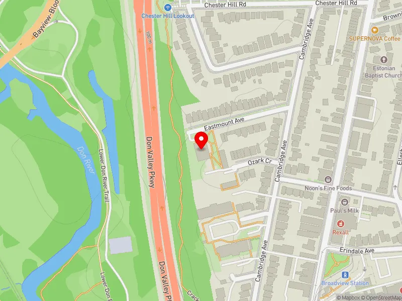 RentSafeTO apartment evaluation map view of 33 EASTMOUNT AVE in Toronto-Danforth, Toronto