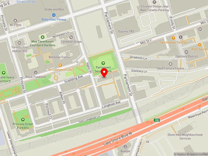 RentSafeTO apartment evaluation map view of 33 HAHN PL in Spadina-Fort York, Toronto