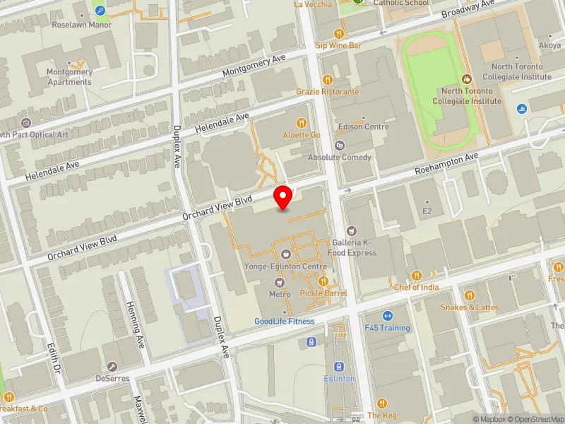 RentSafeTO apartment evaluation map view of 33 ORCHARD VIEW BLVD in Eglinton-Lawrence, Toronto