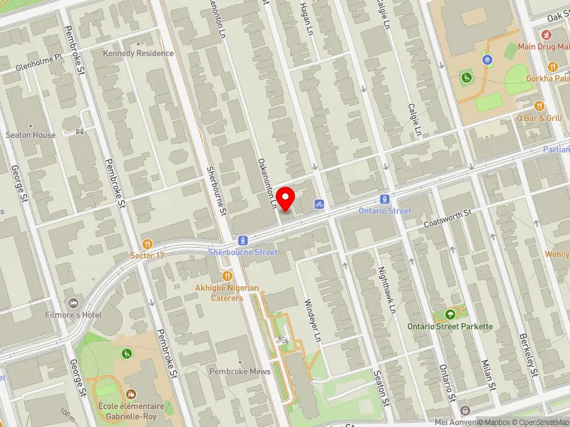 RentSafeTO apartment evaluation map view of 330 DUNDAS ST E in Toronto Centre, Toronto