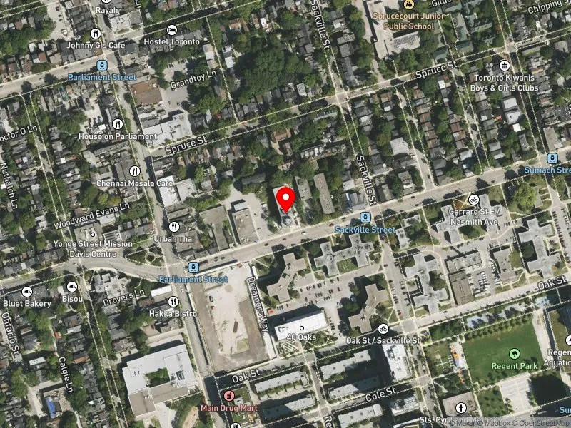 RentSafeTO apartment evaluation satellite view of 330 GERRARD ST E in Toronto Centre, Toronto