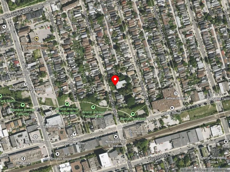 RentSafeTO apartment evaluation satellite view of 331 BARTLETT AVE N in Davenport, Toronto