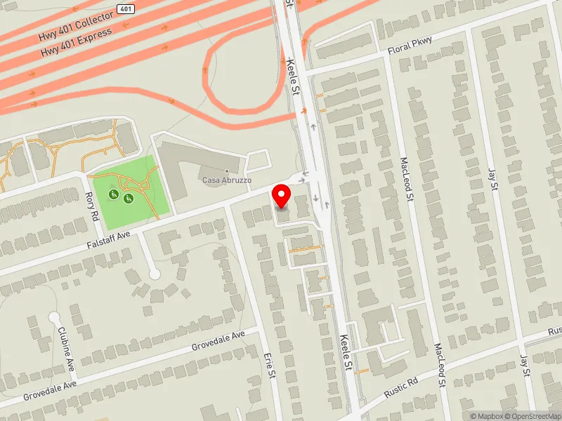 RentSafeTO apartment evaluation map view of 331 FALSTAFF AVE in York South-Weston, Toronto