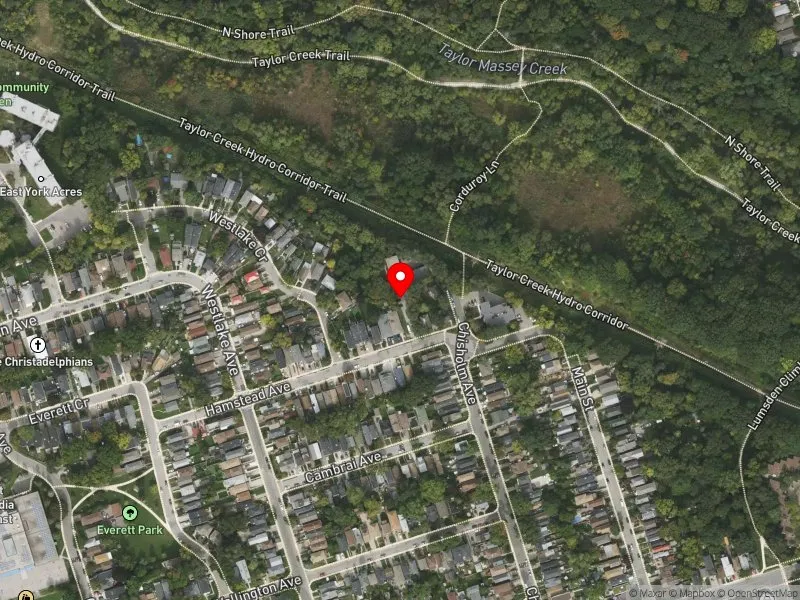 RentSafeTO apartment evaluation satellite view of 332 CHISHOLM AVE in Beaches-East York, Toronto