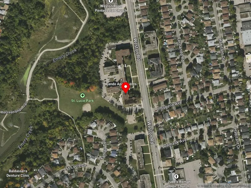 RentSafeTO apartment evaluation satellite view of 3328 WESTON RD in Humber River-Black Creek, Toronto