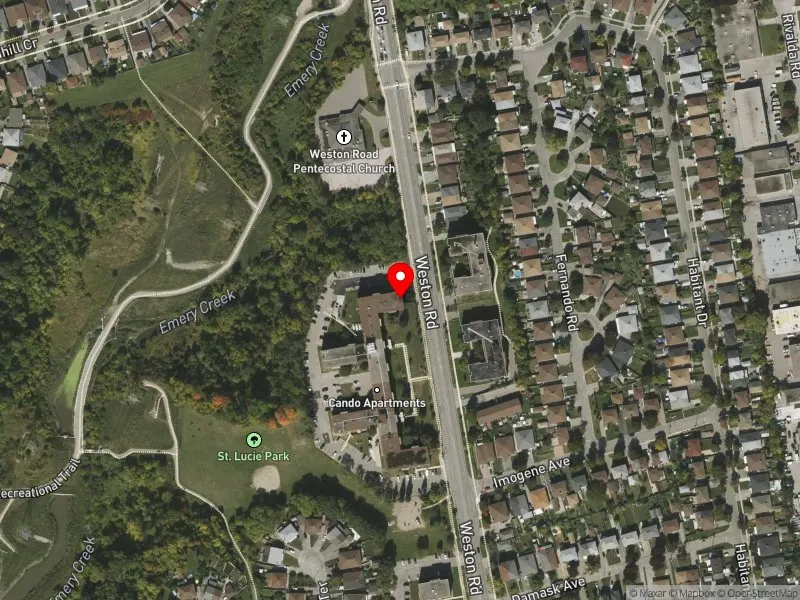RentSafeTO apartment evaluation satellite view of 3330 WESTON RD in Humber River-Black Creek, Toronto