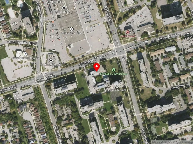 RentSafeTO apartment evaluation satellite view of 3333 FINCH AVE E in Scarborough-Agincourt, Toronto