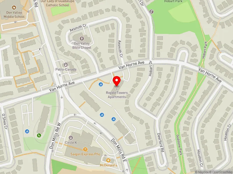 RentSafeTO apartment evaluation map view of 335 VAN HORNE AVE in Don Valley North, Toronto