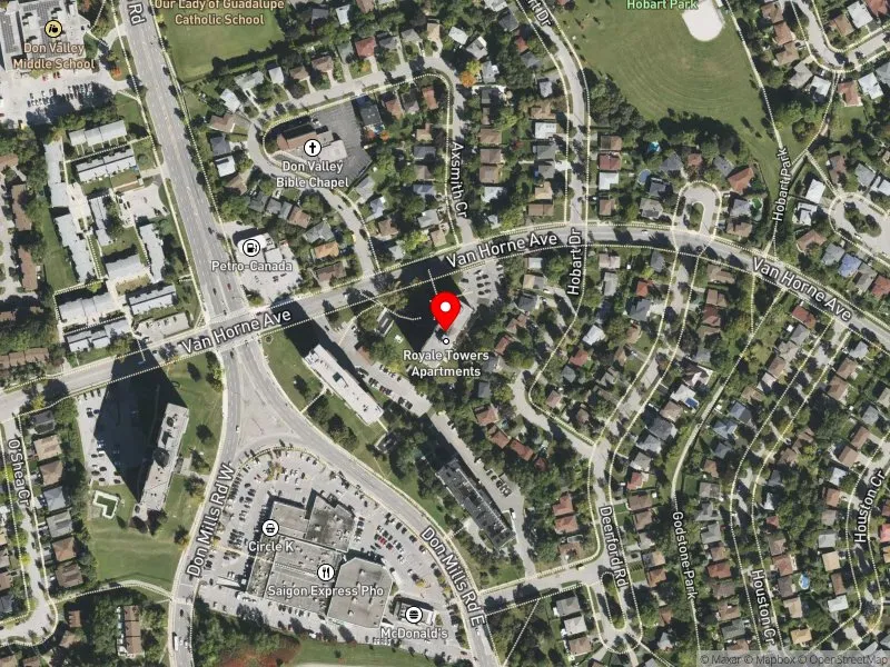 RentSafeTO apartment evaluation satellite view of 335 VAN HORNE AVE in Don Valley North, Toronto