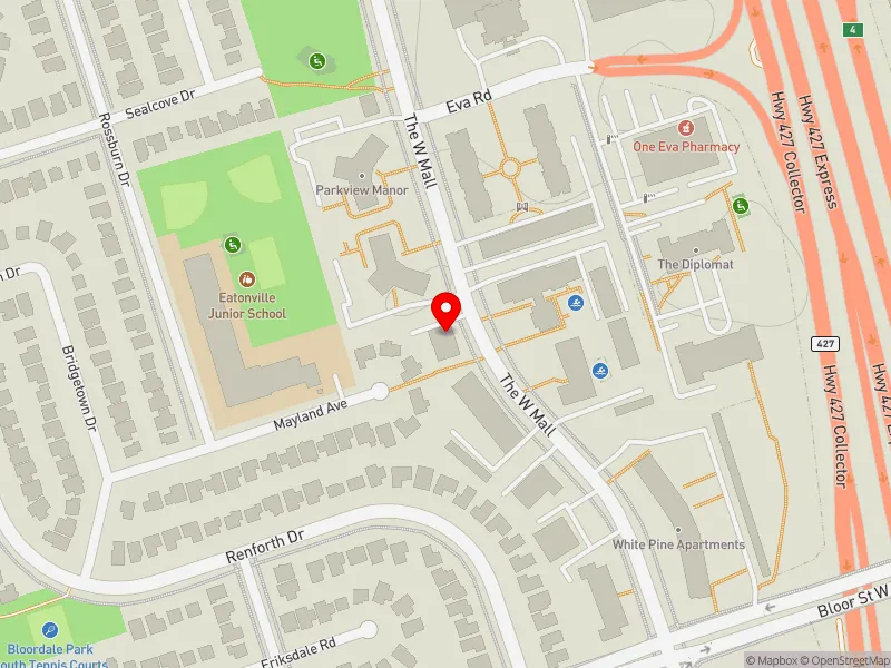RentSafeTO apartment evaluation map view of 336 THE WEST MALL in Etobicoke Centre, Toronto