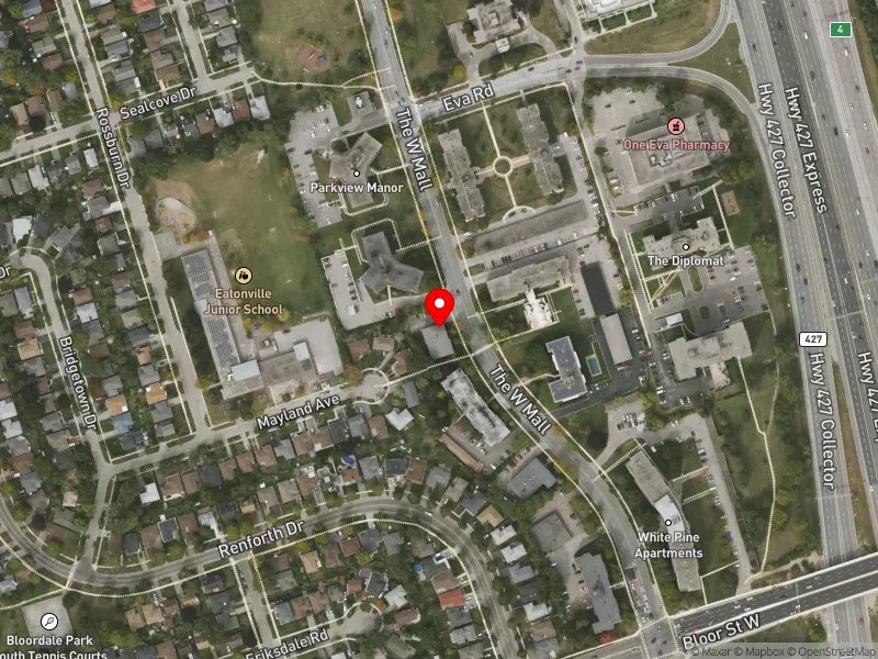 RentSafeTO apartment evaluation satellite view of 336 THE WEST MALL in Etobicoke Centre, Toronto