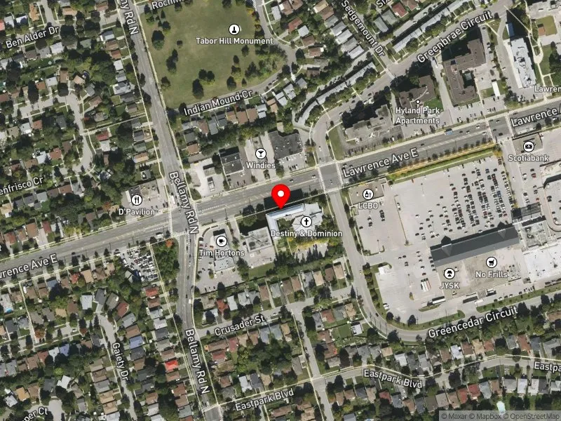 RentSafeTO apartment evaluation satellite view of 3379 LAWRENCE AVE E in Scarborough-Guildwood, Toronto