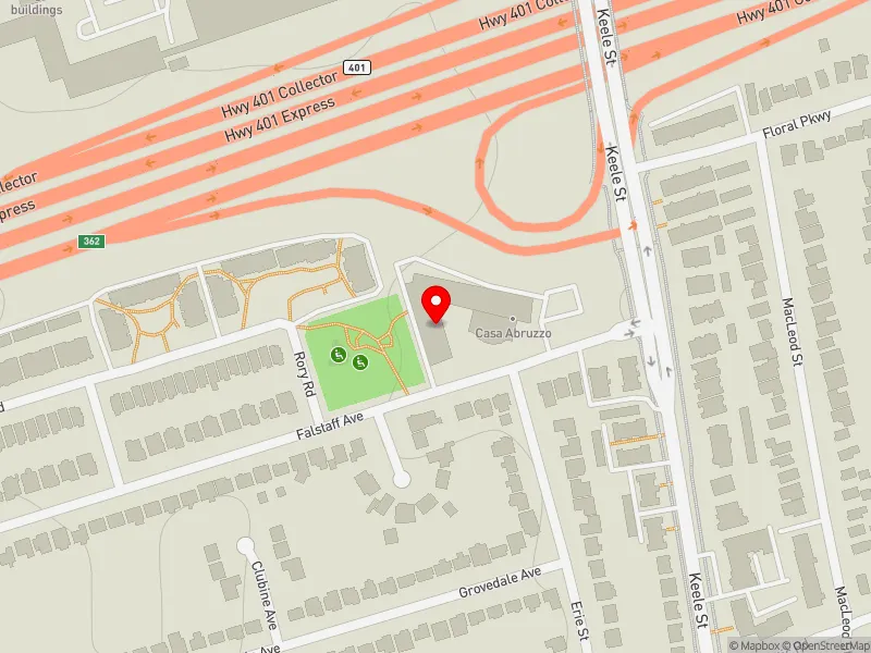 RentSafeTO apartment evaluation map view of 338 FALSTAFF AVE in York South-Weston, Toronto