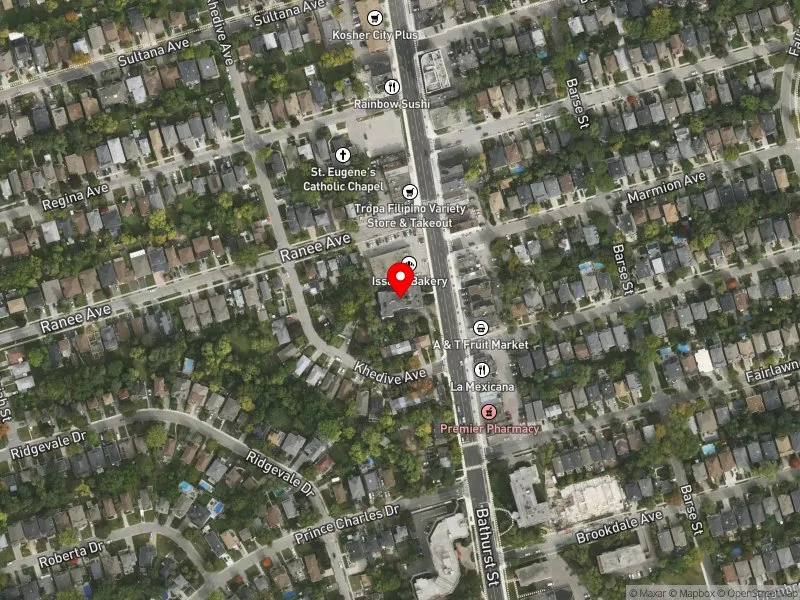 RentSafeTO apartment evaluation satellite view of 3388 BATHURST ST in Eglinton-Lawrence, Toronto