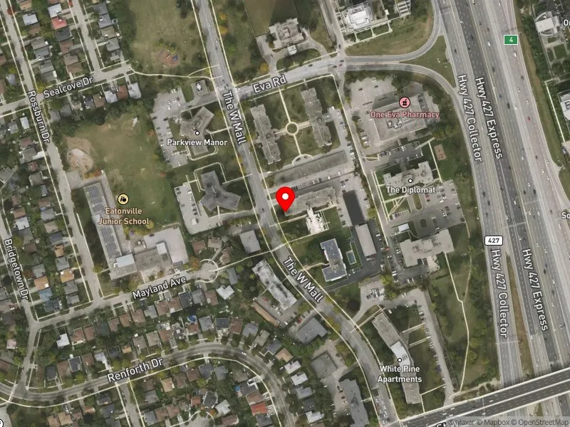 RentSafeTO apartment evaluation satellite view of 339 THE WEST MALL in Etobicoke Centre, Toronto